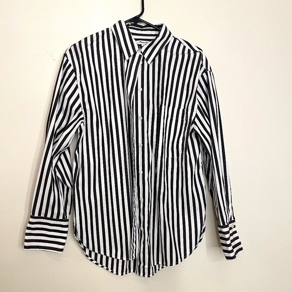 Madewell Brown and White Stripe Shirt size M - Picture 2 of 8